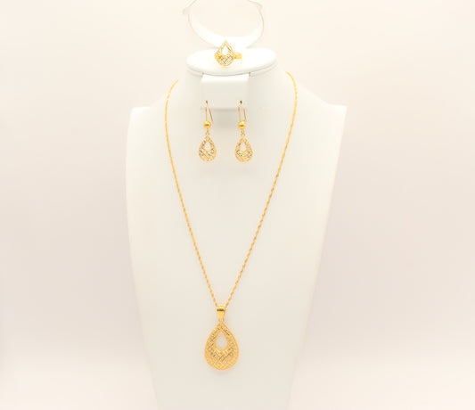 21K Gold Simple Tear Drop Set