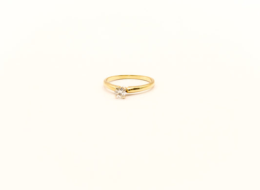 14K Gold Round Cut Diamond Solitaire Ring