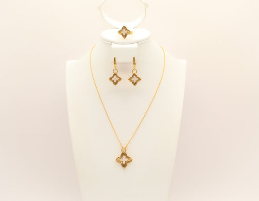 21K Gold Enamel Flower Set