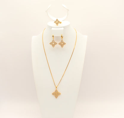 21K Gold Studded Flower Set
