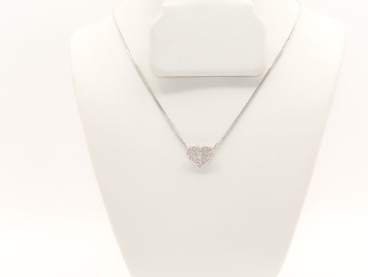 18K White Gold Diamond Heart Necklace