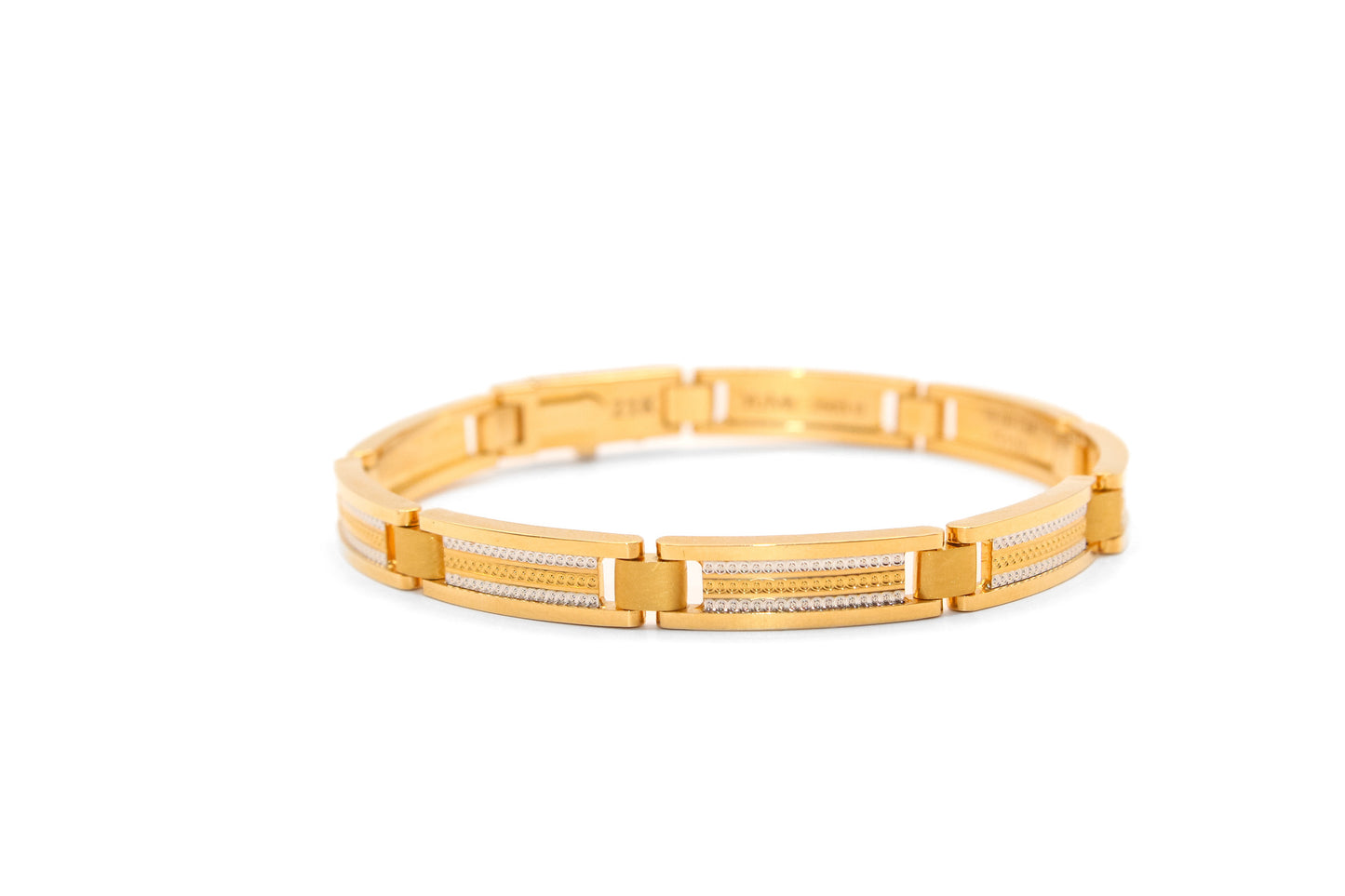 21K Gold Two Tone Solid Bracelet