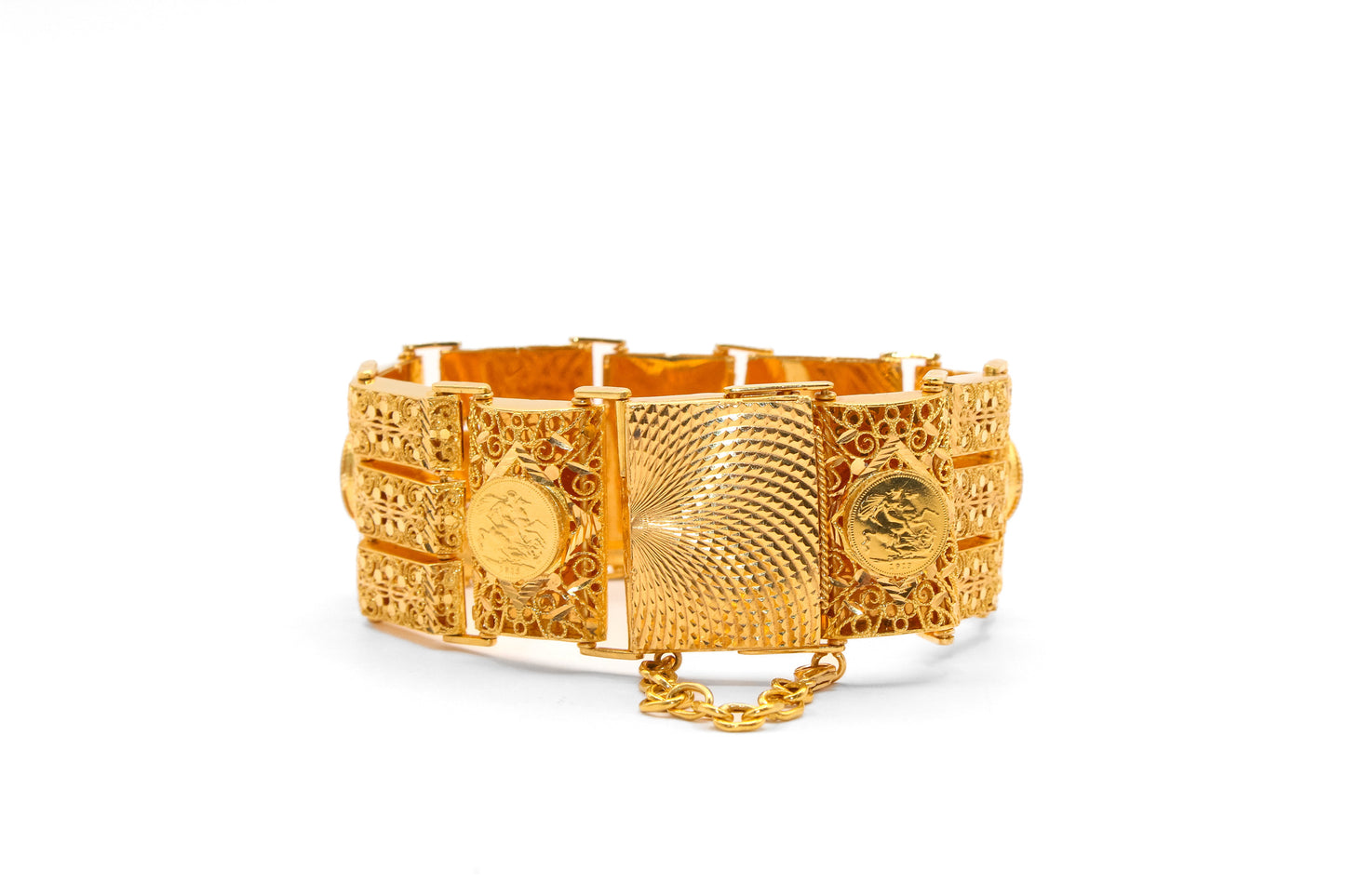 21K Gold Two Row Coin Bracelet