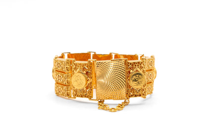 21K Gold Two Row Coin Bracelet