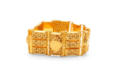 21K Gold Two Row Coin Bracelet