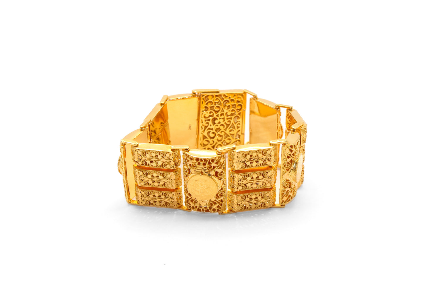 21K Gold Two Row Coin Bracelet