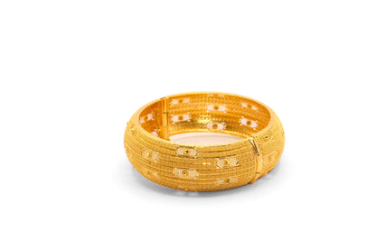 21K Gold Indian Style Wide Bangle Bracelet