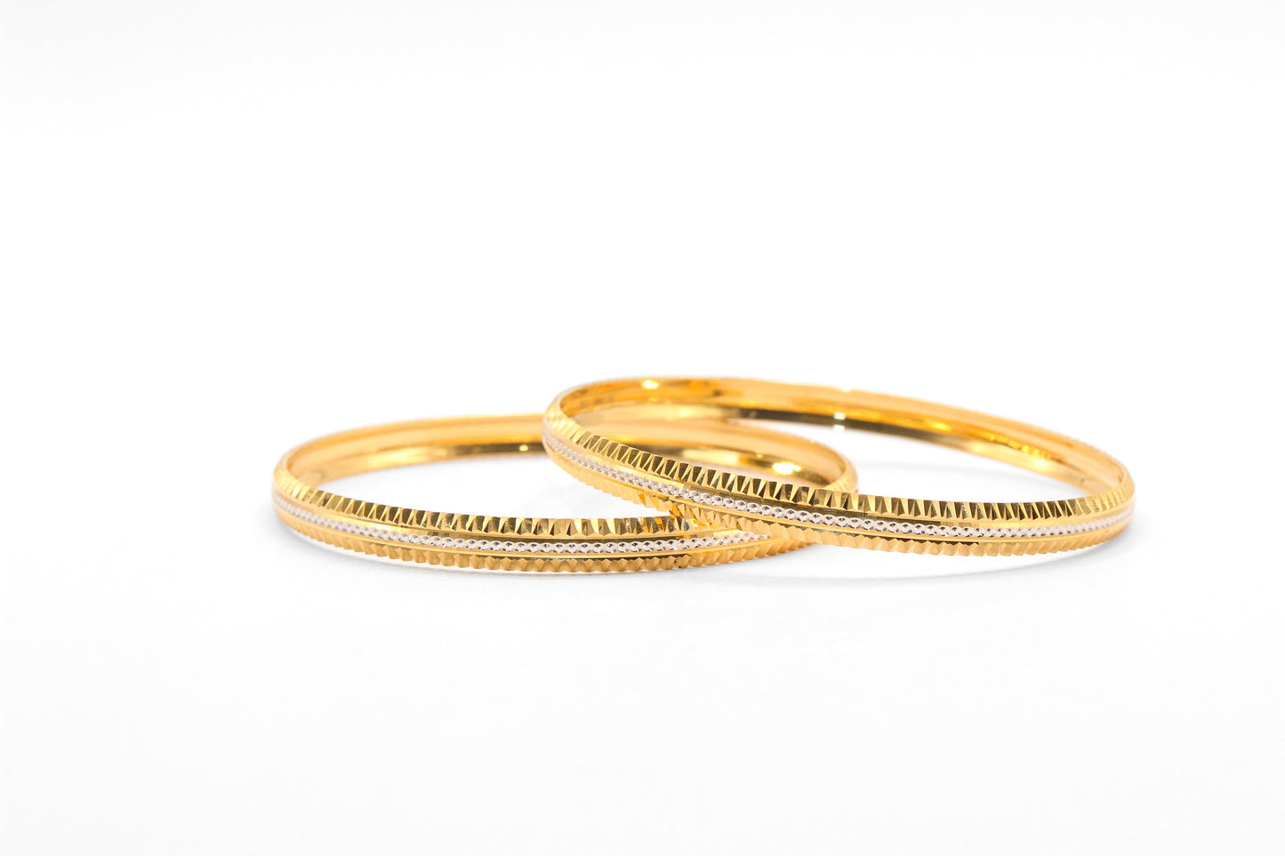 21K Gold Medium Two Tone Bangles