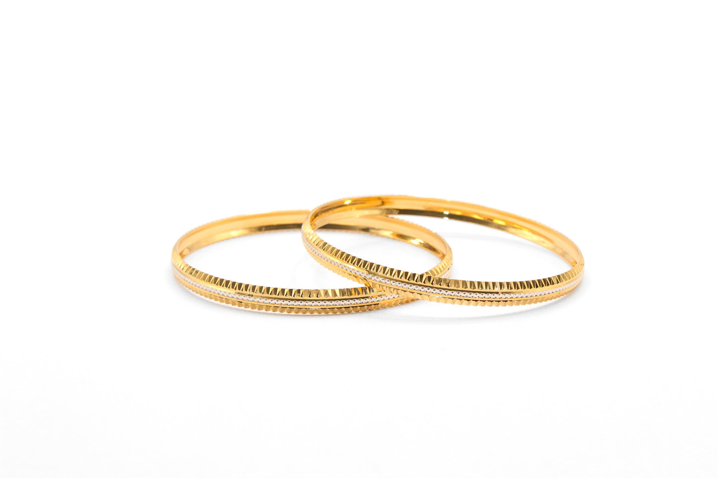 21K Gold Medium Two Tone Bangles