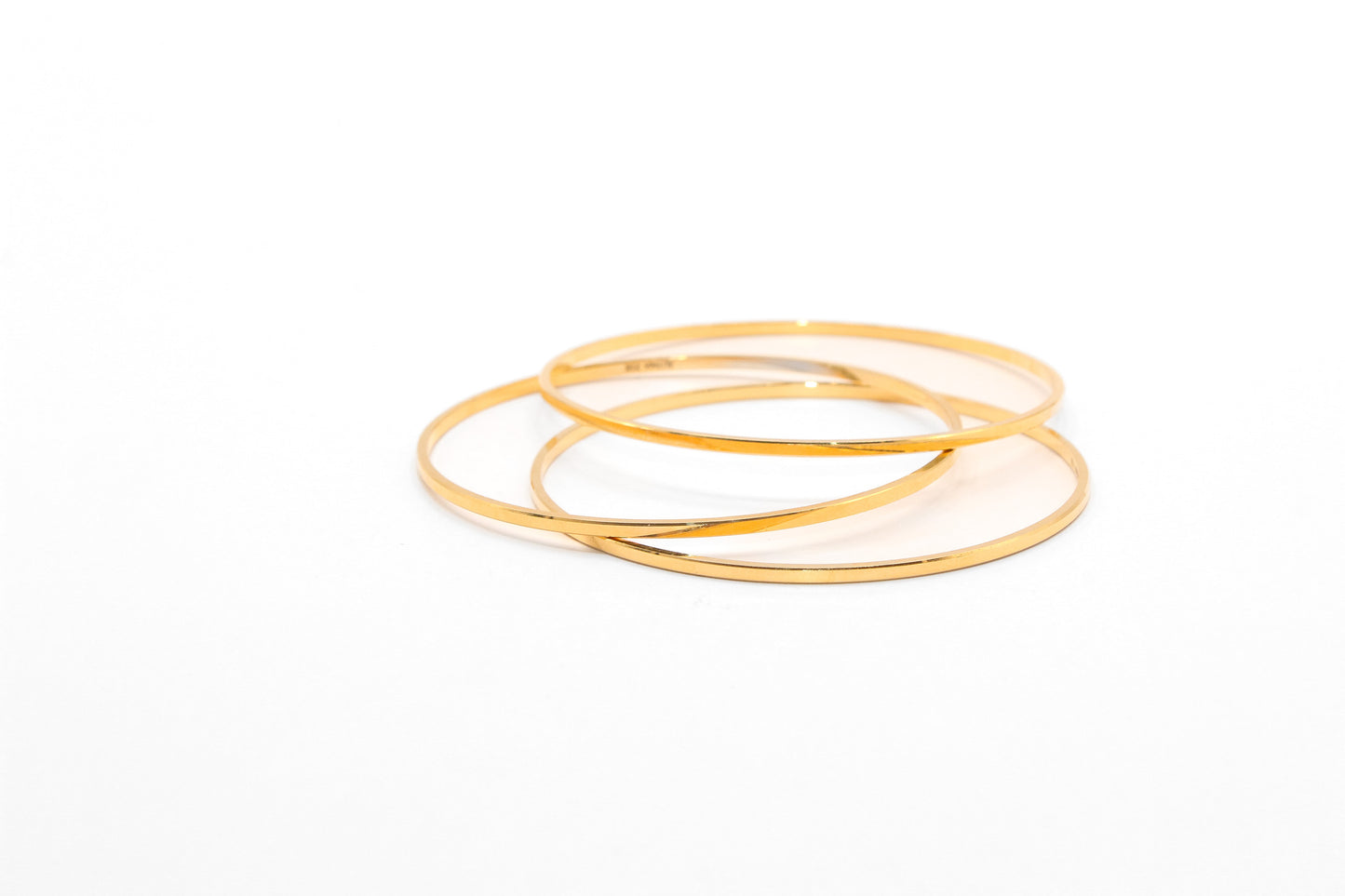 21K Gold Thin Plain Bangles