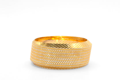21K Gold Wide Two Tone Bangle Bracelet