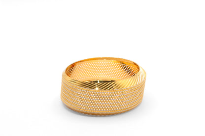 21K Gold Wide Two Tone Bangle Bracelet