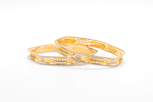 21K Gold Two Tone Bangles