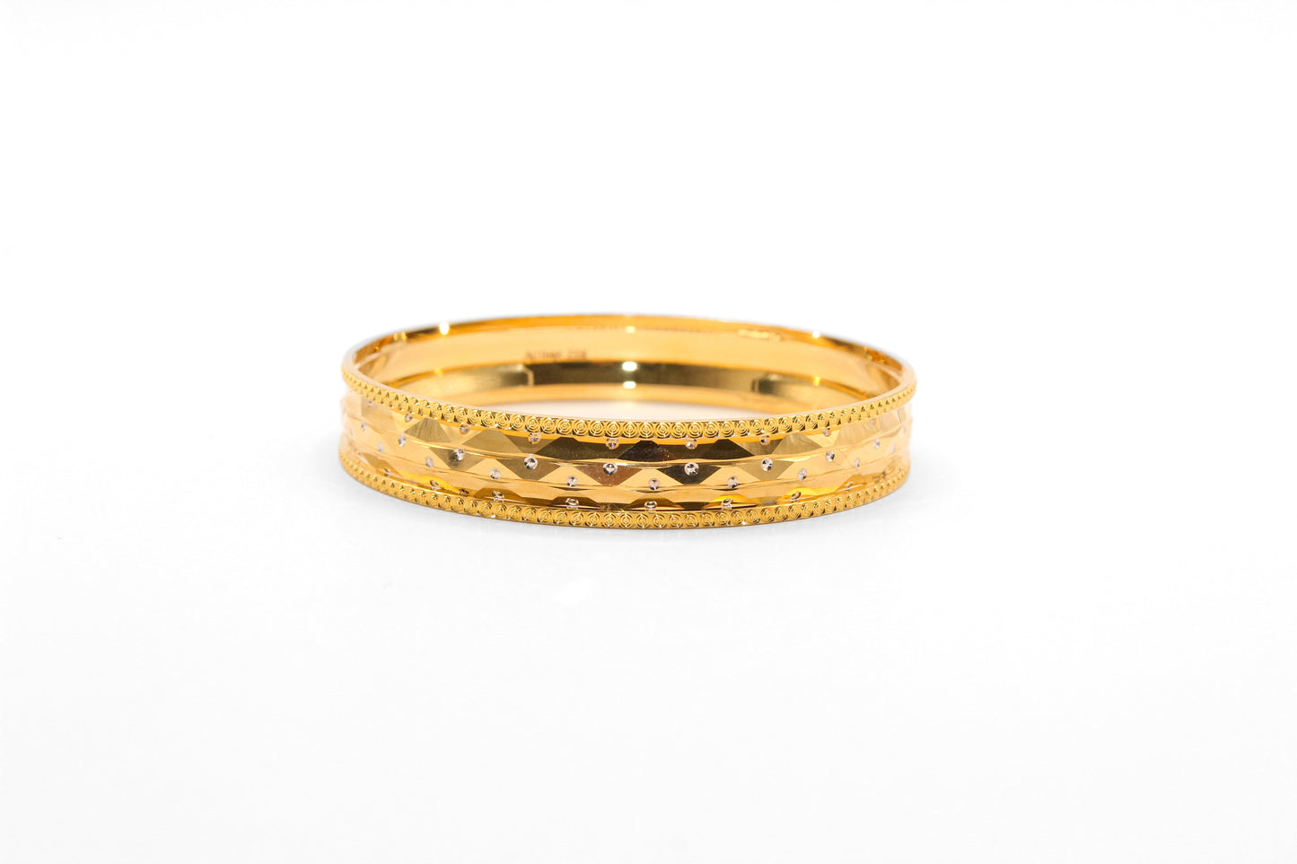 21K Gold Diamond Cut Bangle