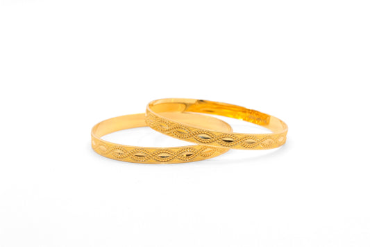 21K Gold Swirl Design Bangles
