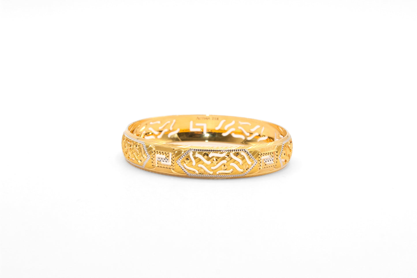 21K Gold Two Tone Laser Cut Bangle