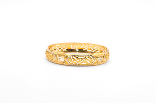 21K Gold Two Tone Laser Cut Bangle