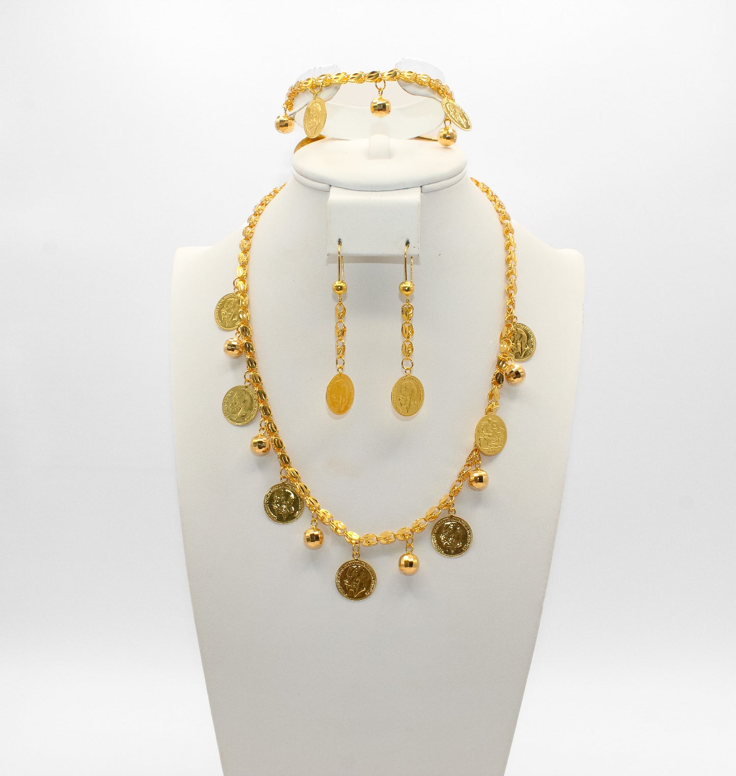 21K Gold Charm Necklace Set