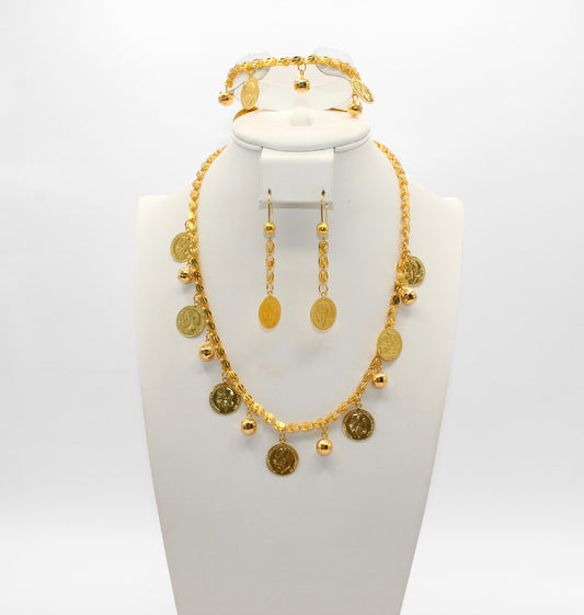 21K Gold Charm Necklace Set