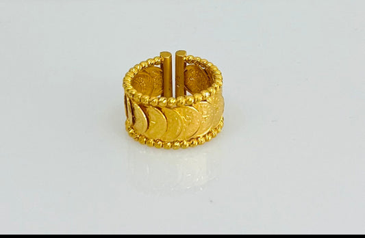 21K Gold Himo Coin Ring