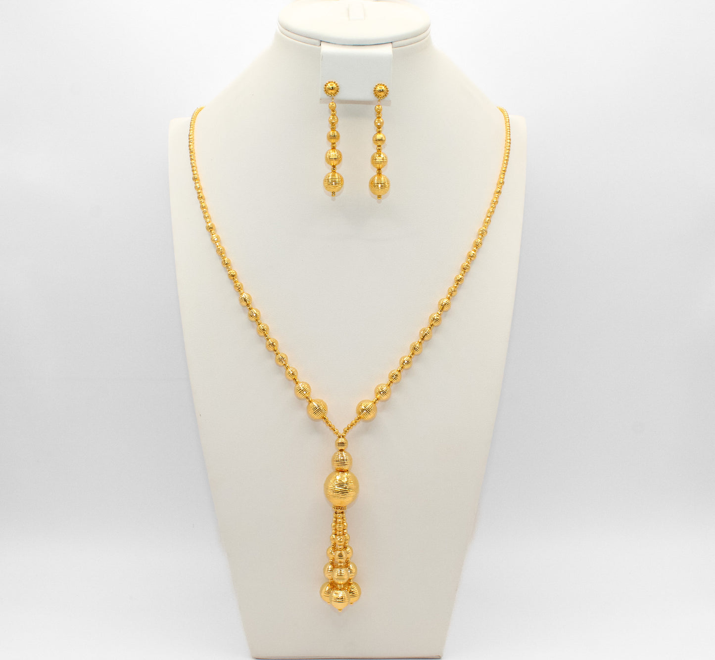 21K Gold Long Bead Necklace