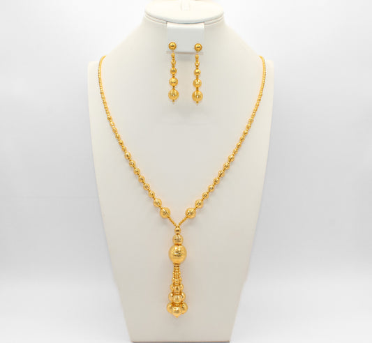 21K Gold Long Bead Necklace