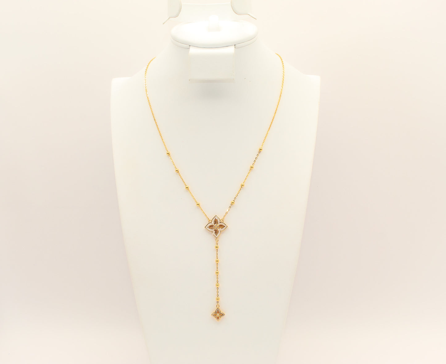 21K Gold Beaded Flower Necklace