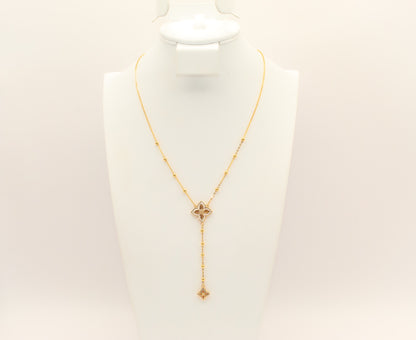 21K Gold Beaded Flower Necklace