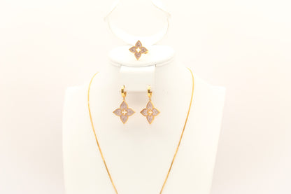 21K Gold Pink Enamel Set