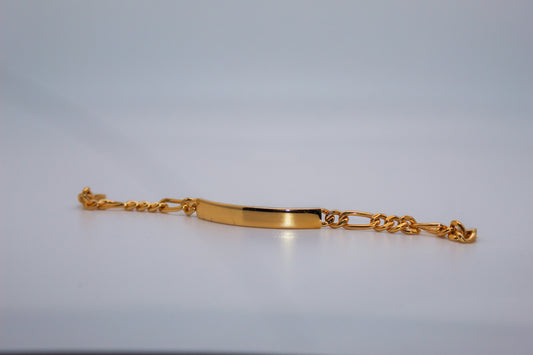 21k Gold Figaro Id Bracelet