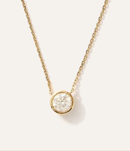 14K Gold 1 Carat Round Diamond Solitaire Necklace