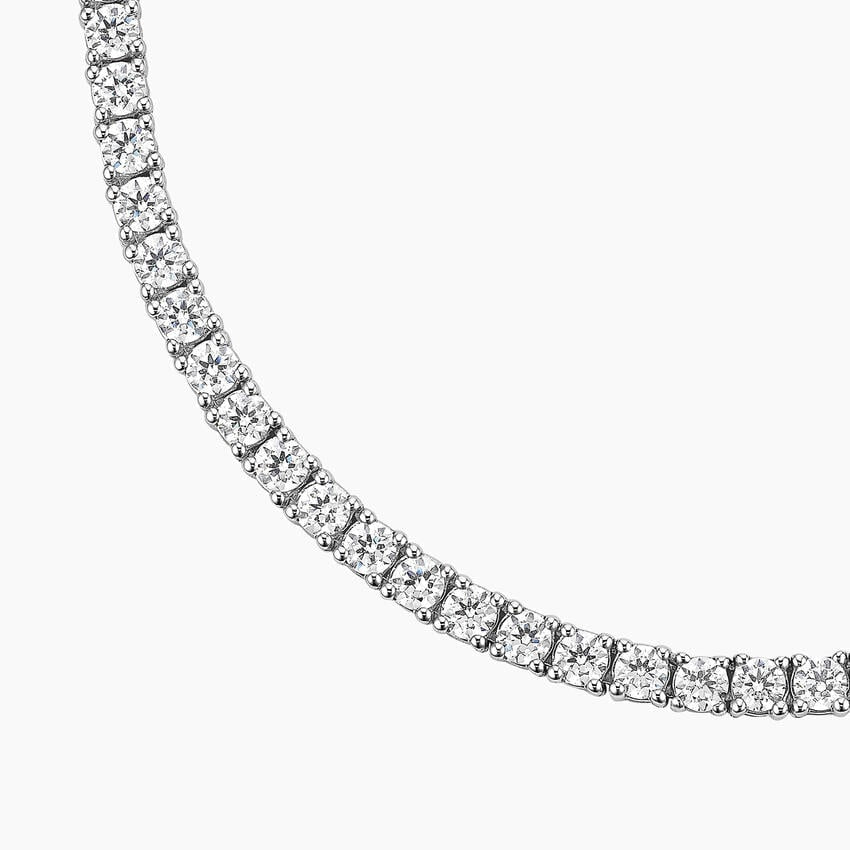 14K White Gold 6.92 Carat Diamond Tennis Necklace