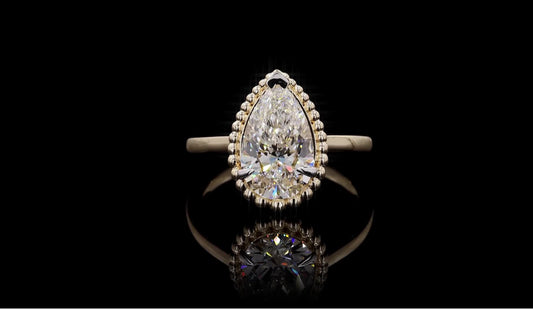 14K Gold Pear Solitaire 3.01 Carat Diamond Ring