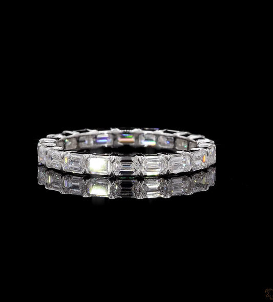 14K White Gold Emerald Cut 2.02 Carat Diamond Eternity Band