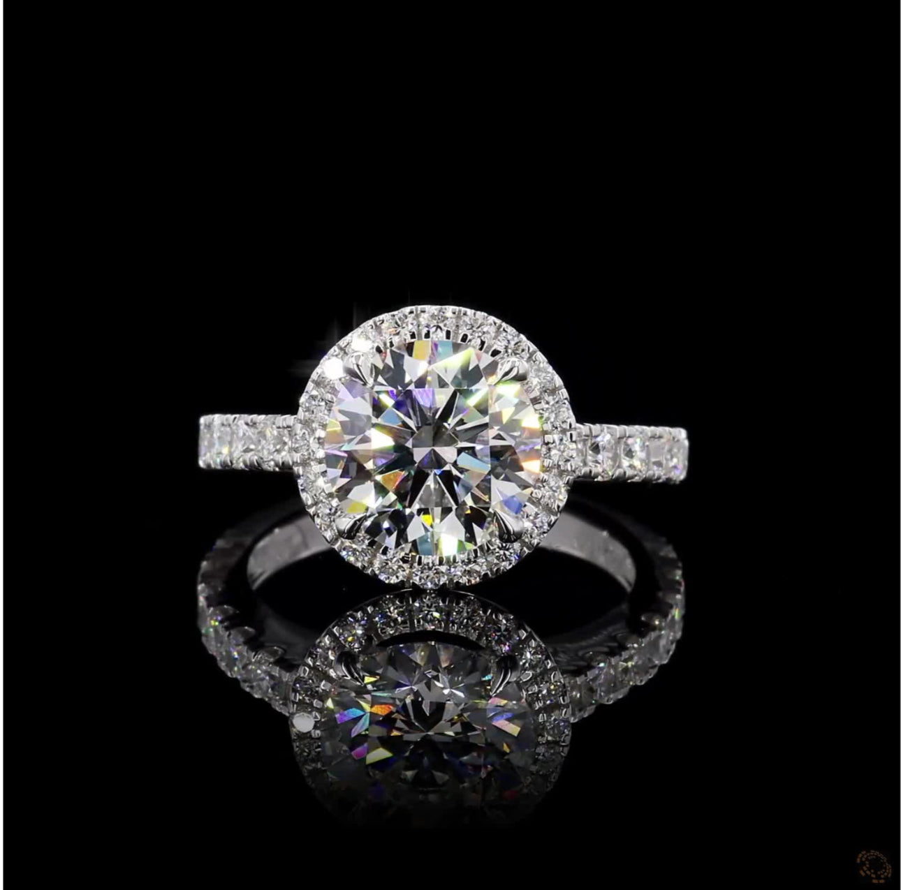 14K White Gold Halo Round 3.97 Carat Diamond Ring