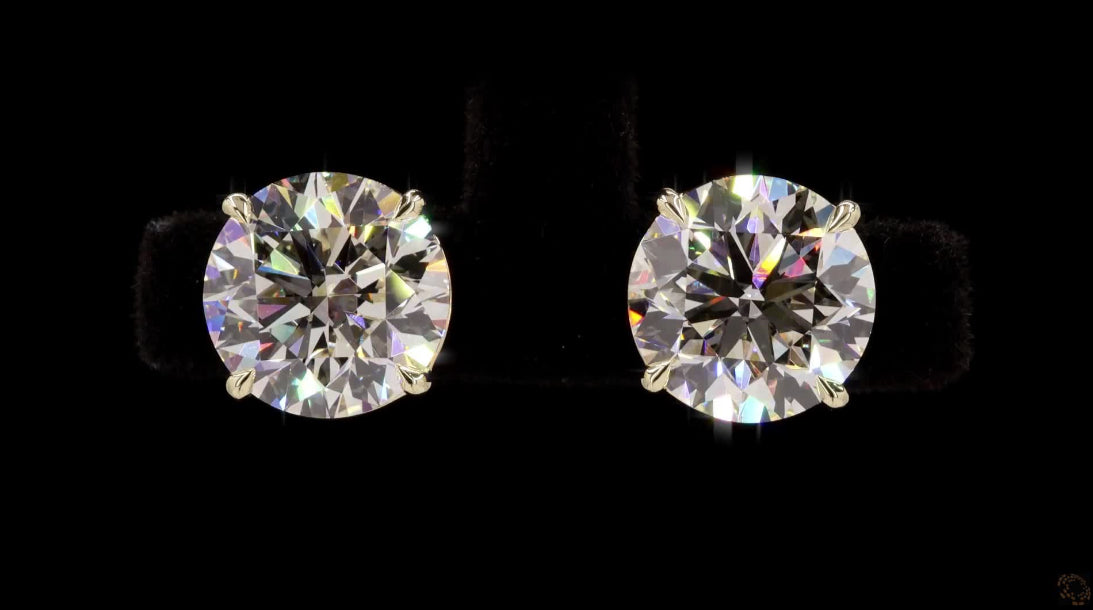 14K Gold Round 4.07 Carat Diamond Stud Earrings