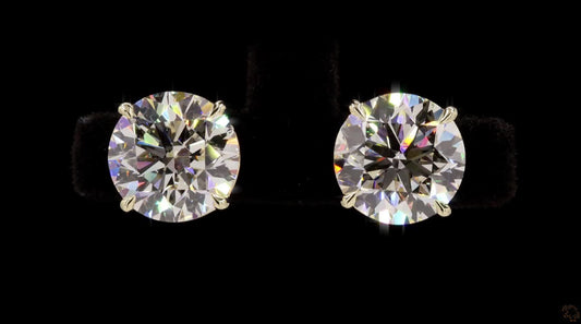 14K Gold Round 4.07 Carat Diamond Stud Earrings
