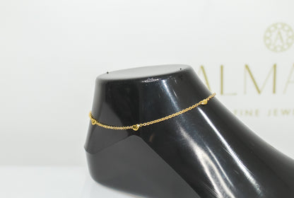 18k Gold Simple Heart Anklet