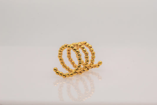 21K Gold Beaded Twist Ring