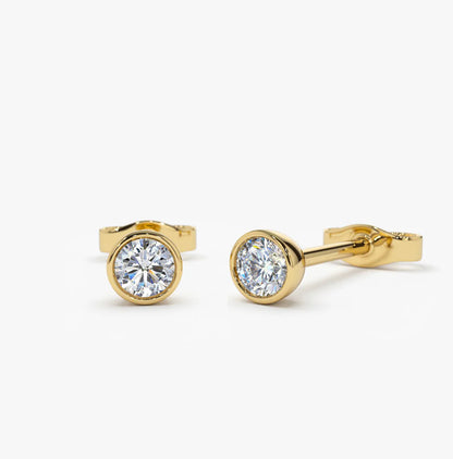 14K Gold Bezel Stud Earrings