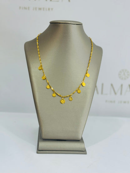 21K Gold Turkish Coin Charm Necklace
