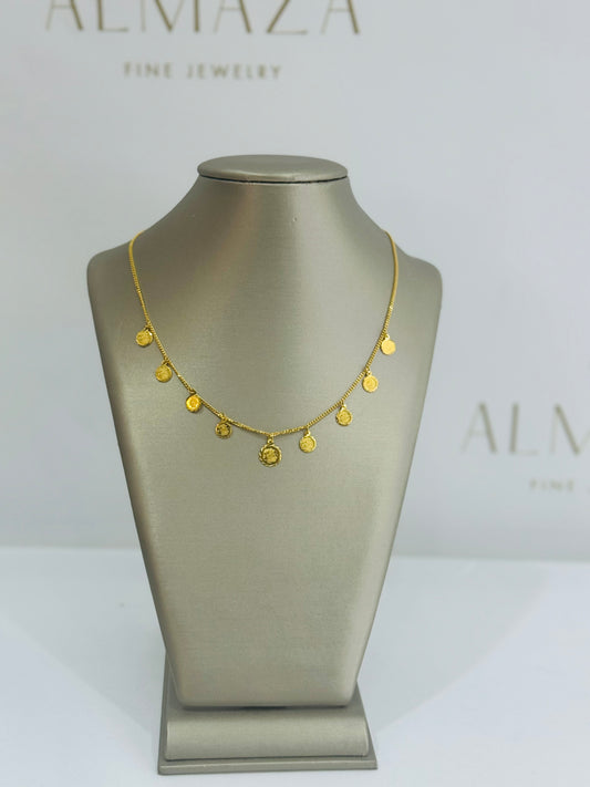 21k Gold English Coin Charm Necklace