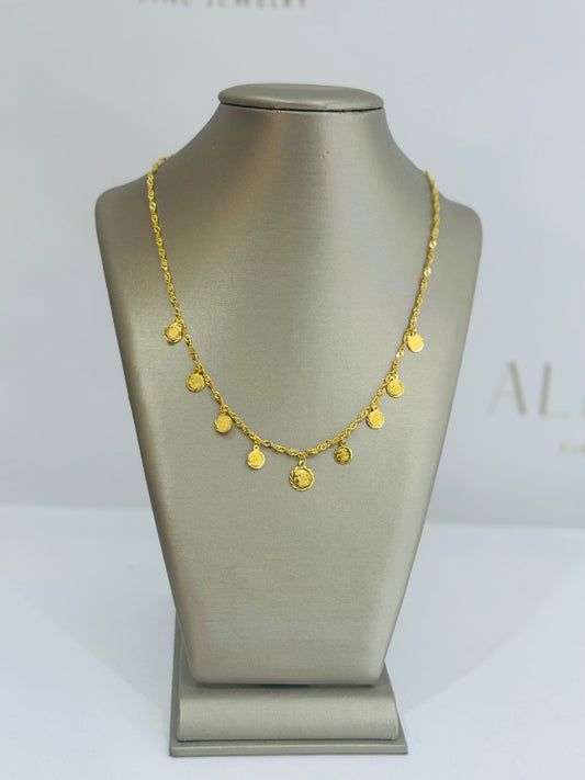 21k Gold English Coin Charm Necklace