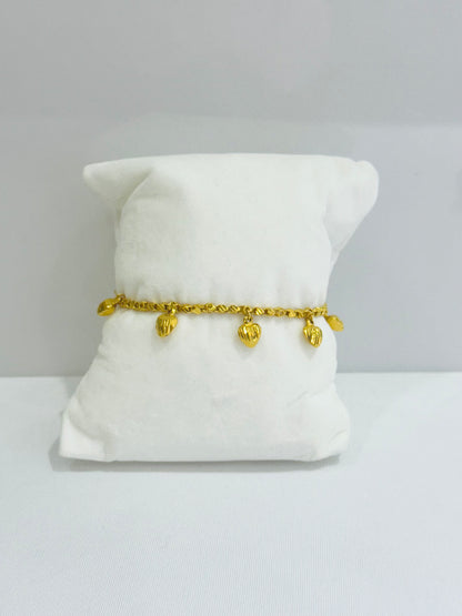 21K Gold Heart Charm Bracelet