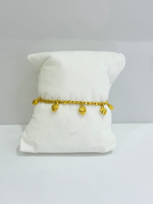 21K Gold Heart Charm Bracelet