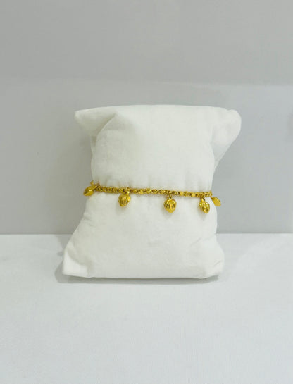 21K Gold Heart Charm Bracelet