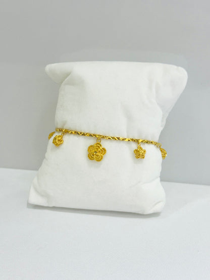 21K Gold Flower Charm Bracelet