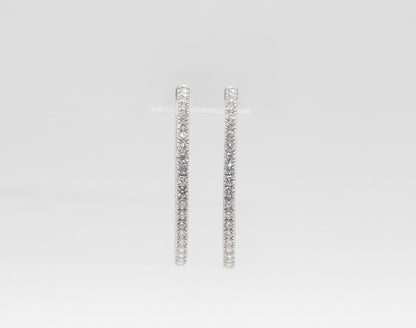 14K White Gold 2.41 Carat Diamond Inside Out Hoop Earrings
