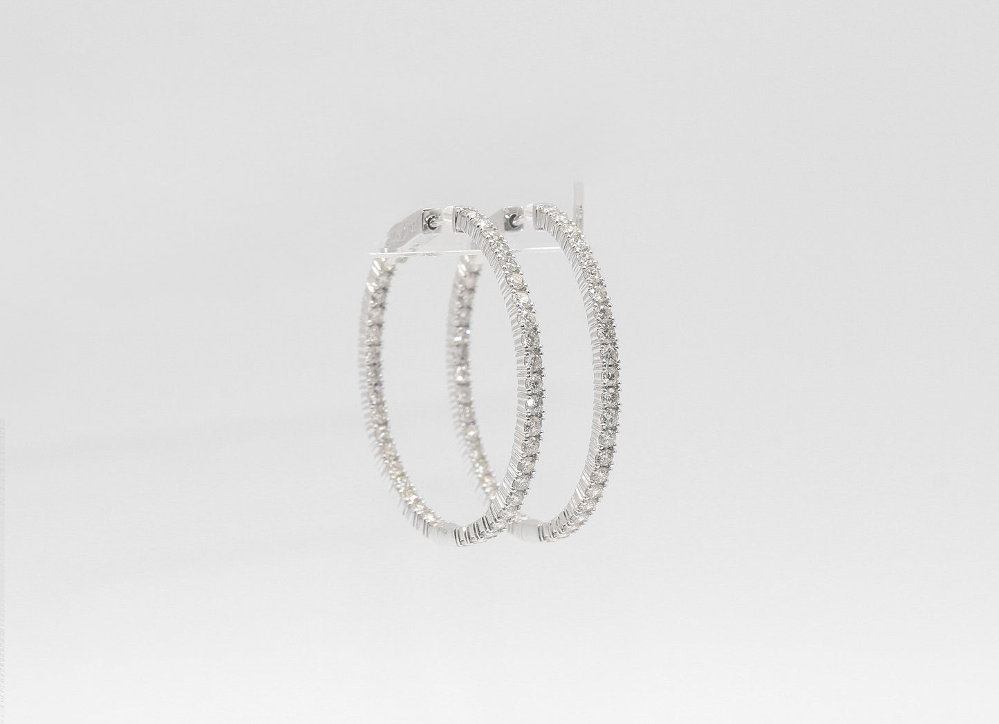 14K White Gold 2.41 Carat Diamond Inside Out Hoop Earrings