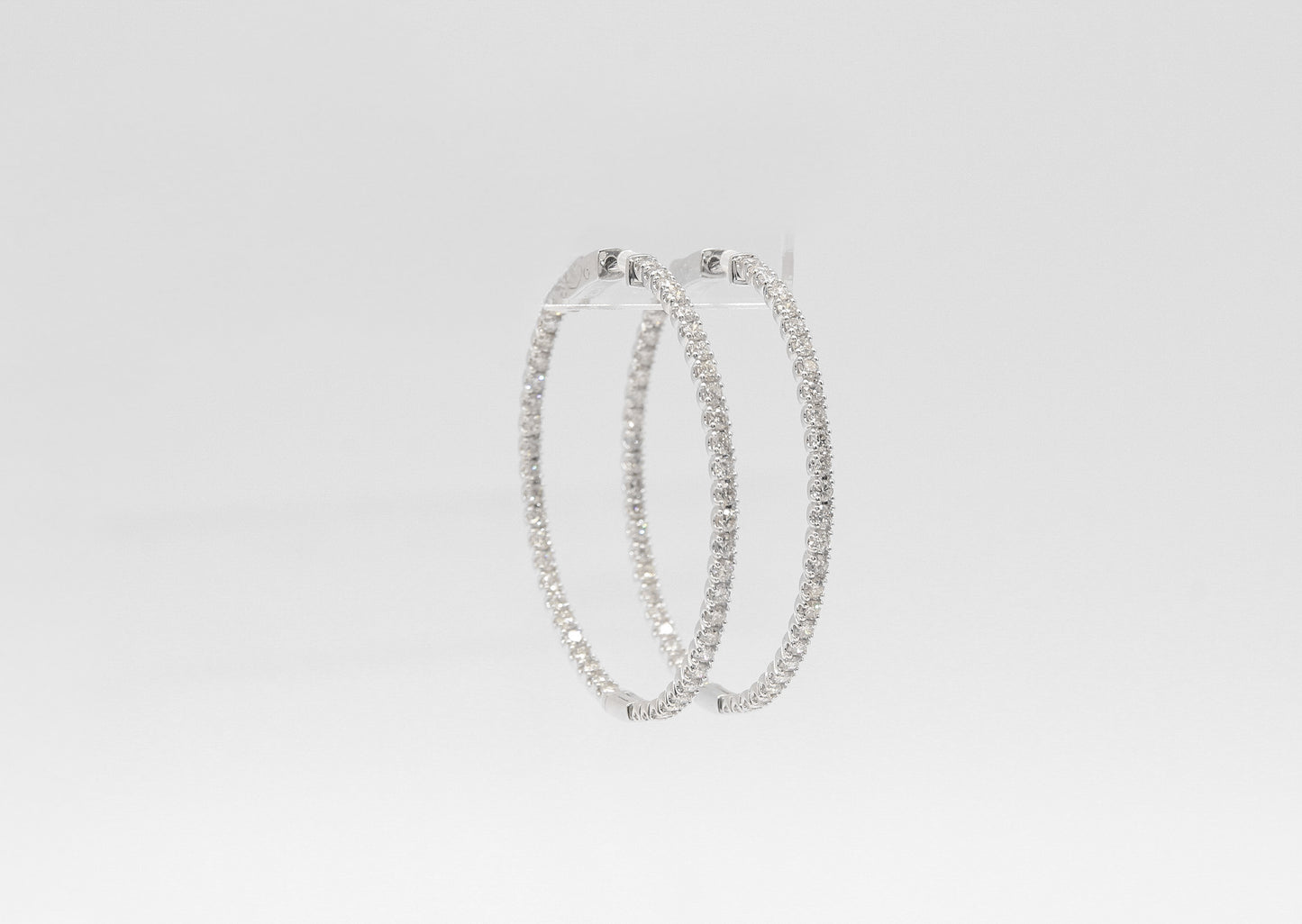 14K White Gold 2.41 Carat Diamond Inside Out Hoop Earrings